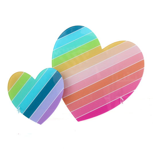 Rainbow stripe acrylic hearts