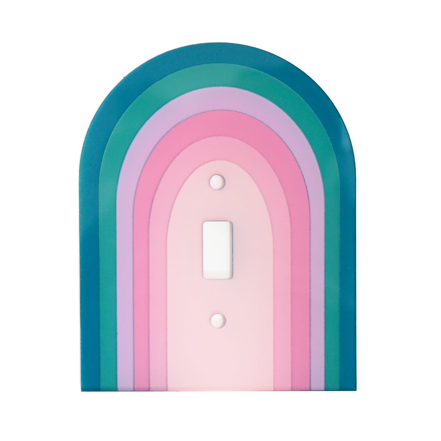 Teal, Pink, Lavender Rainbow Arch Light Switch Plate