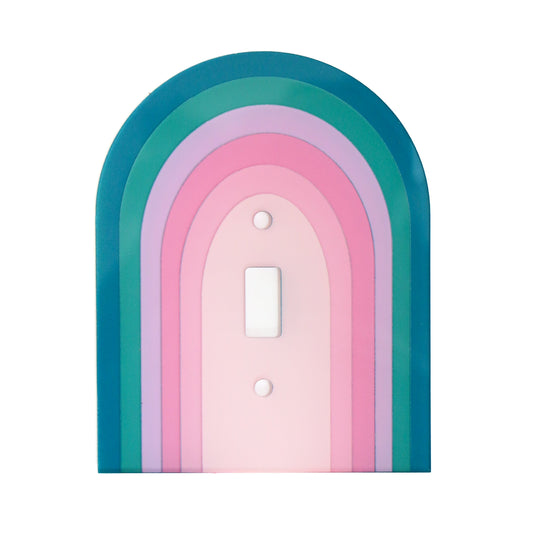 Teal, Pink, Lavender Rainbow Arch Light Switch Plate
