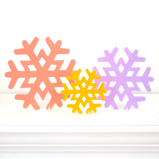 Acrylic Snowflakes - Coral/Lavender set