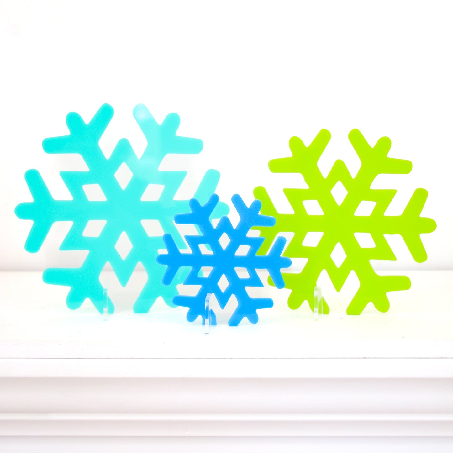 Acrylic Snowflakes - Blue/Lime Set
