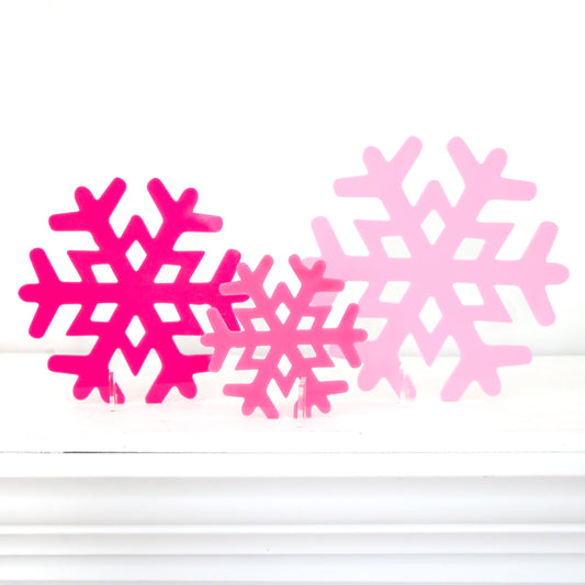 Acrylic Snowflakes - Pink Set