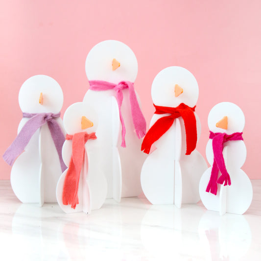 Acrylic Snowmen - Red/pink Set