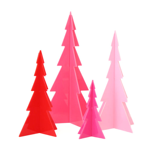 Pink and Red Set Acrylic Christmas Trees