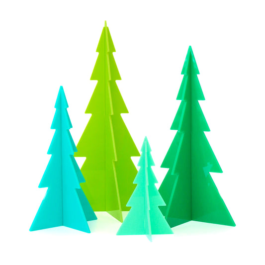 Blue and Green Set Acrylic Christmas Trees