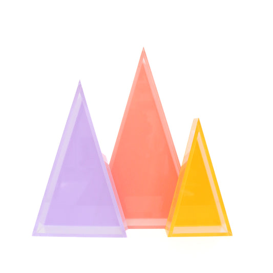 Lavender, Coral, and Yellow Set Acrylic Triangle Christmas Tree Decorations