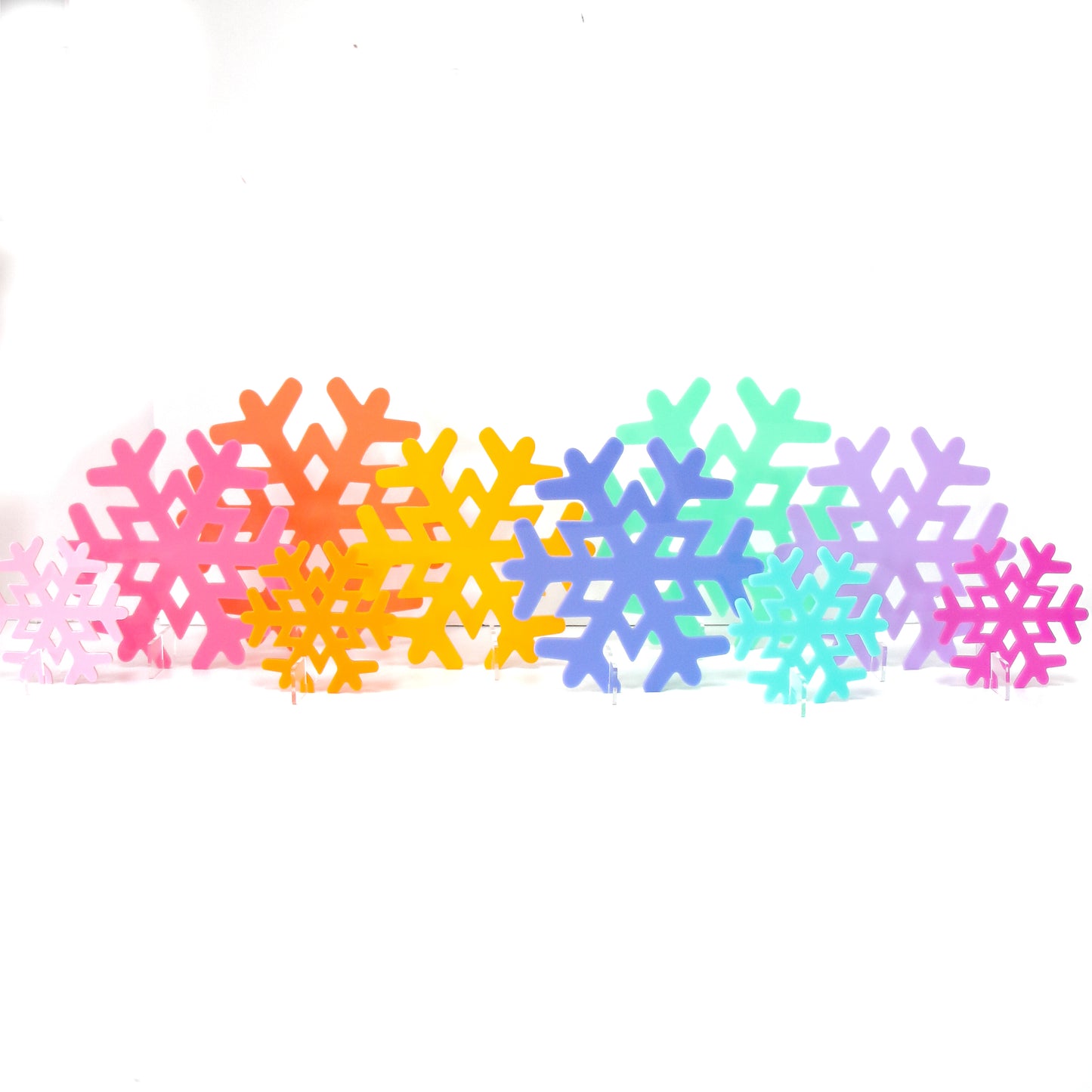 Acrylic snowflakes - cool color set