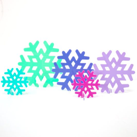 Acrylic snowflakes - cool color set