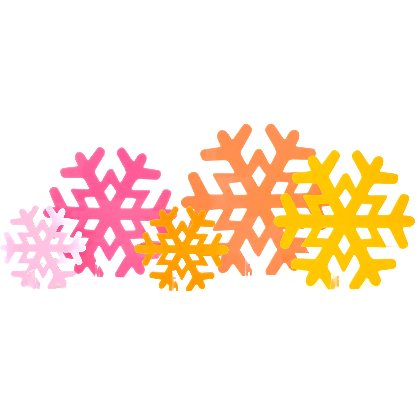 Acrylic snowflakes - warm color set
