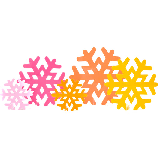 Acrylic snowflakes - warm color set