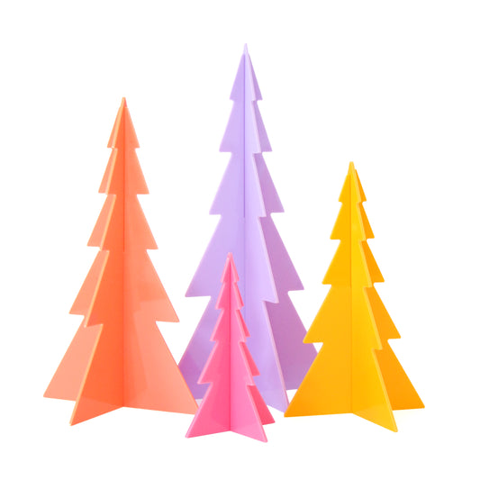 Coral/Lavender/Pink Set Acrylic Christmas Trees