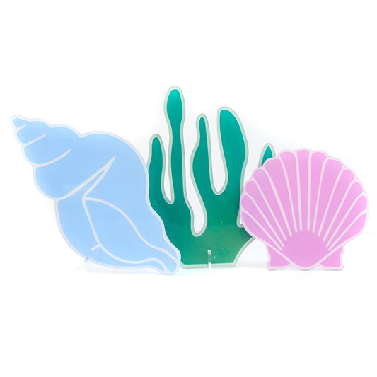 Acrylic Seashell Decorations - blues