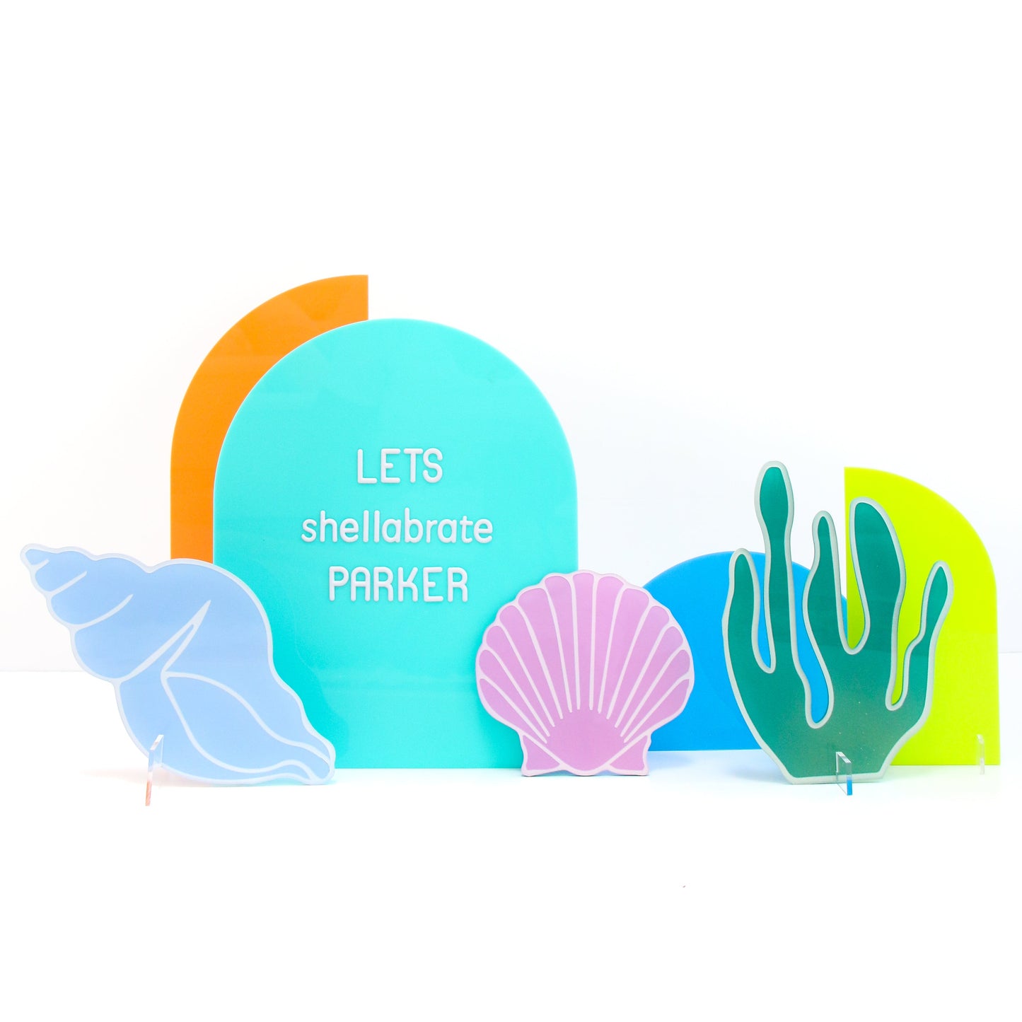 Acrylic Seashell Decorations - blues