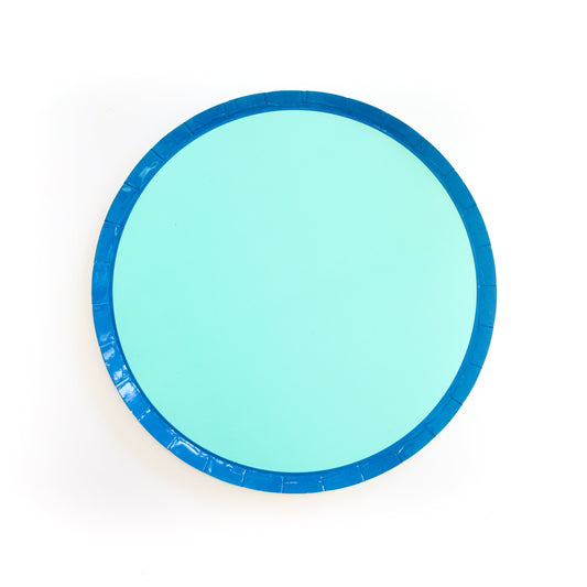 Navy and turquoise Plate Color Blocked Paper Party ware