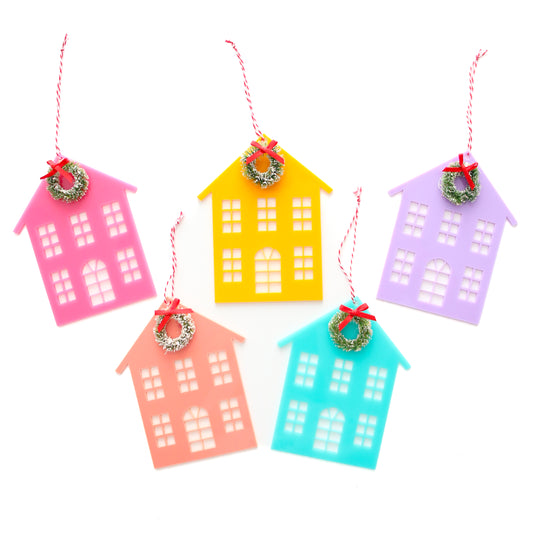 Holiday House Ornament Set - Rainbow