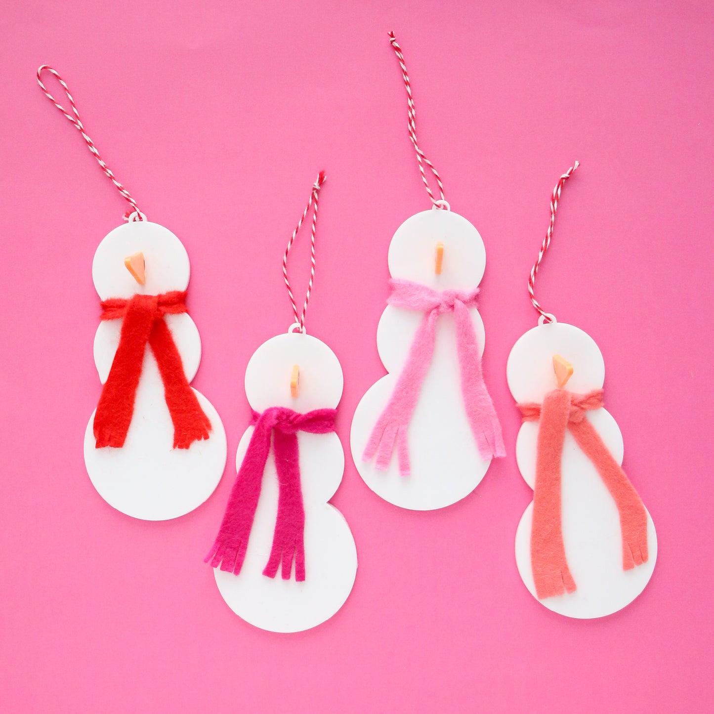Snowman Ornament Set - Pinks