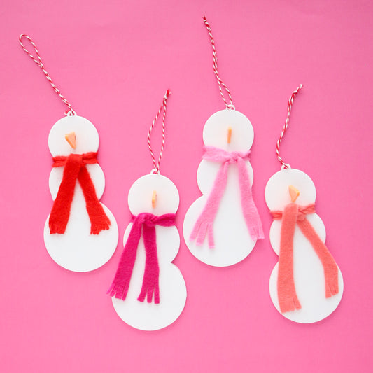 Snowman Ornament Set - Pinks