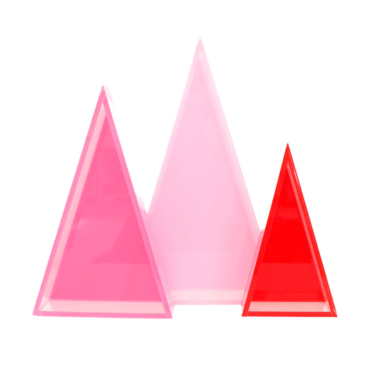 Pink and Red Set Acrylic Triangle Christmas Tree Decorations