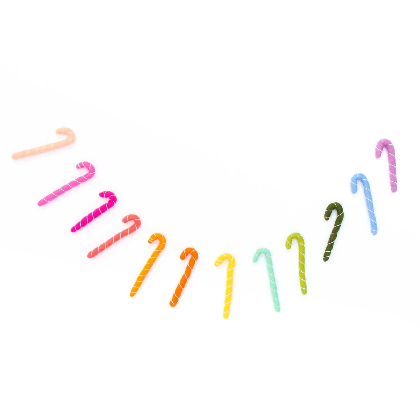 Rainbow Candy Cane Felt Garland