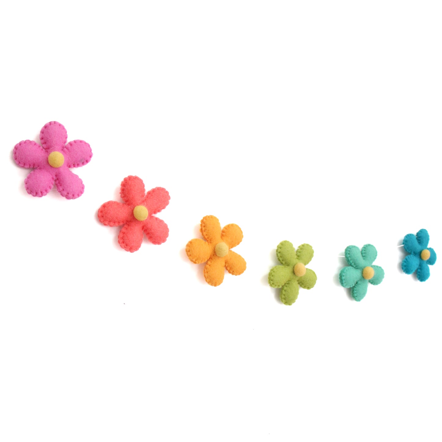 Rainbow daisy felt garland