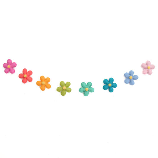 Rainbow daisy felt garland