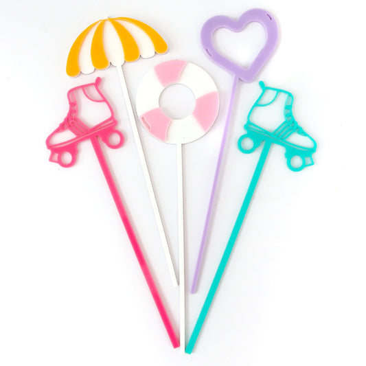 Pool Time Acrylic Drink Stirrer Set
