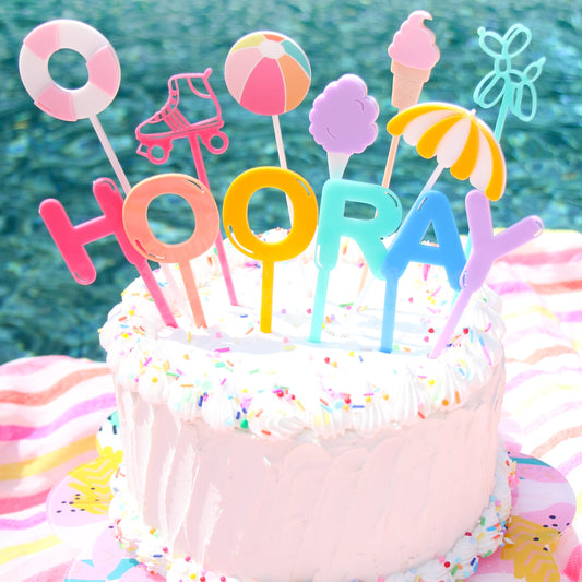 Hooray Acrylic Cake topper